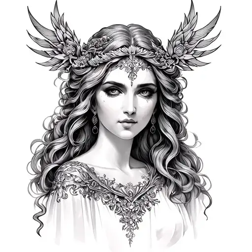 goddess tyche tattoo design idea