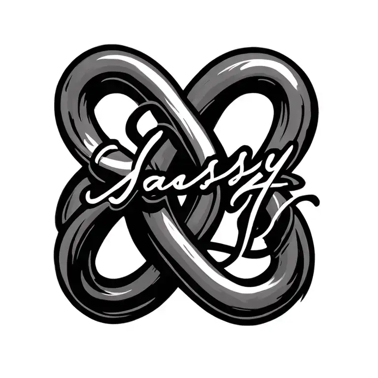 infinity sign with the word Sassy intertwined within tattoo design idea