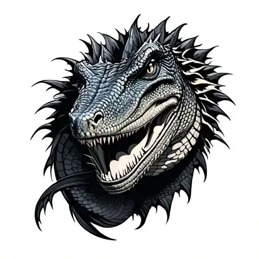 Komodo dragon old school tattoo design idea