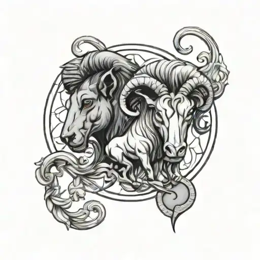 Aquarius leo and aries zodiac symbol tattoo design idea