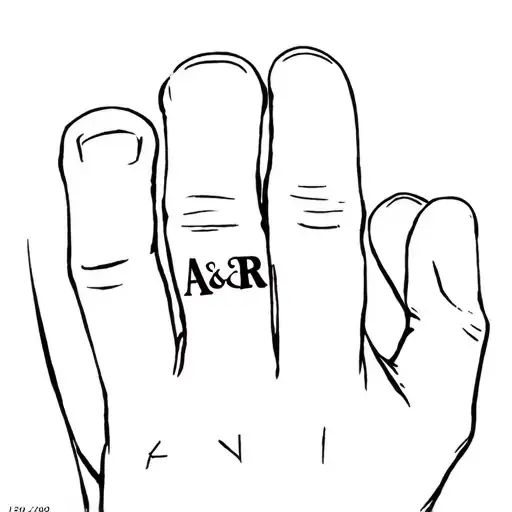 "A & r" on the ring finger A&R and the date 10/30/2000 tattoo design idea