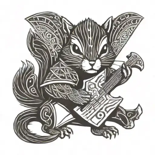 Viking squirrel holding an axe tattoo design idea