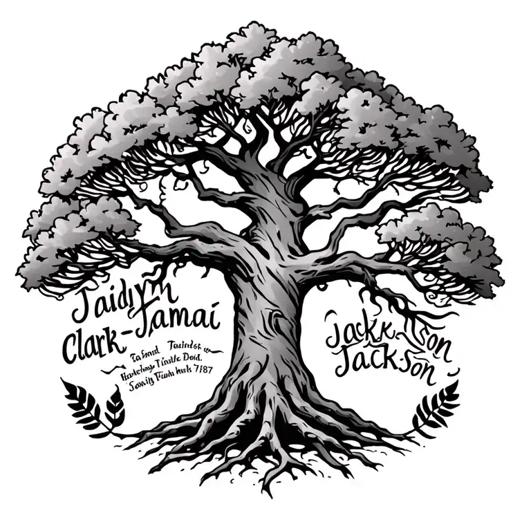 "Jaidyn-Jamai -Clark -Jackson" family tree for man with names  tattoo design idea