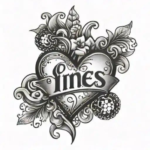 heart with the name "Ines" written inside tattoo design idea