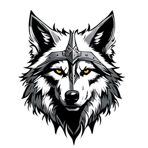 Dacian warrior white wolf head tattoo design idea