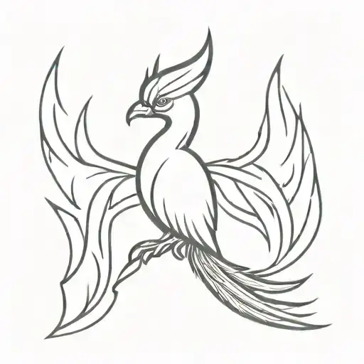 a phoenix tattoo of 2-3 inch with no filling only outline and simple design  tattoo design idea