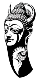 buda half meditating devil face one eye tattoo design idea