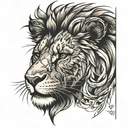 lion with scar over eye   tattoo design idea