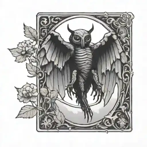 mothman cryptid tarot card tattoo design idea