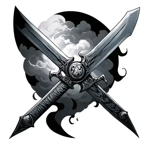 cloud buster swords tattoo design idea