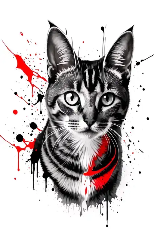 male blue Russian cat memorial tattoo design idea