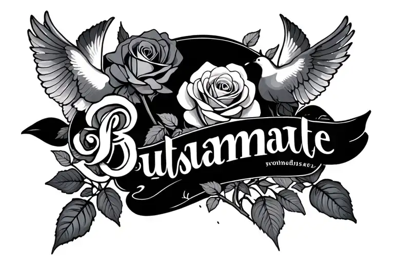 "𝓑𝓾𝓼𝓽𝓪𝓶𝓪𝓷𝓽𝓮" Roses and doves flying tattoo design idea