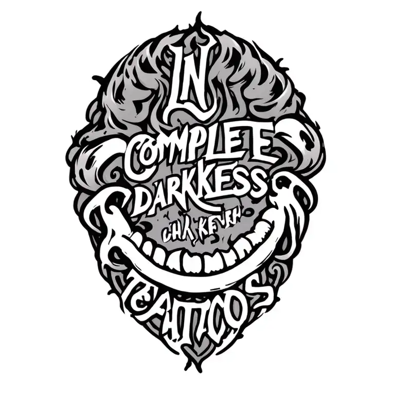 "In complete darkness" smiley with lyrics tattoo design idea