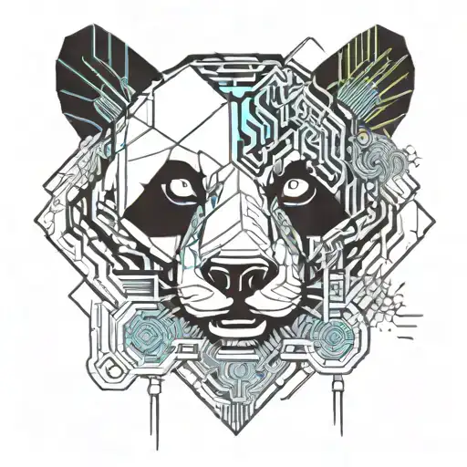 panda bear and a wolf tattoo design idea