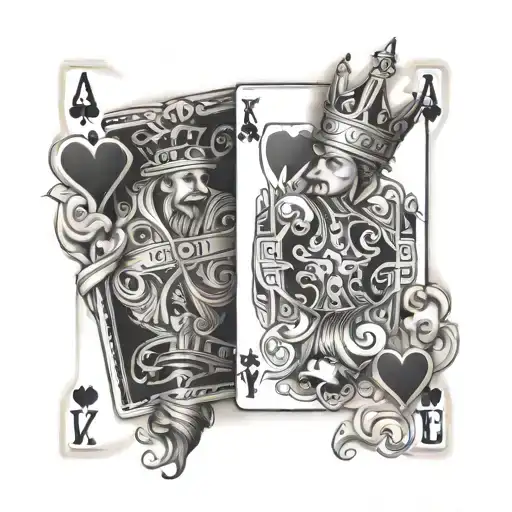 king and ace playing card tattoo design idea