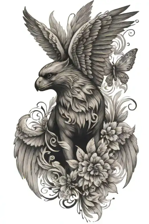 paw prints and wings flying tattoo design idea