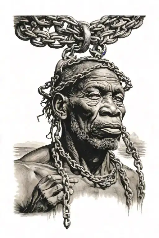 African American slave chains ancestor tattoo design idea