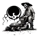 zombie lawnmowing tattoo design idea
