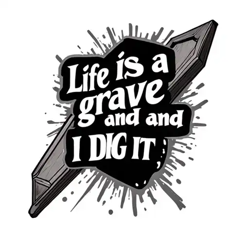 "Life is a grave and I DIG IT" coffin tattoo design idea