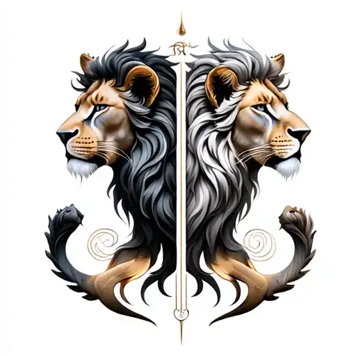 Leo and Gemini zodiac symbol intertwined tattoo design idea
