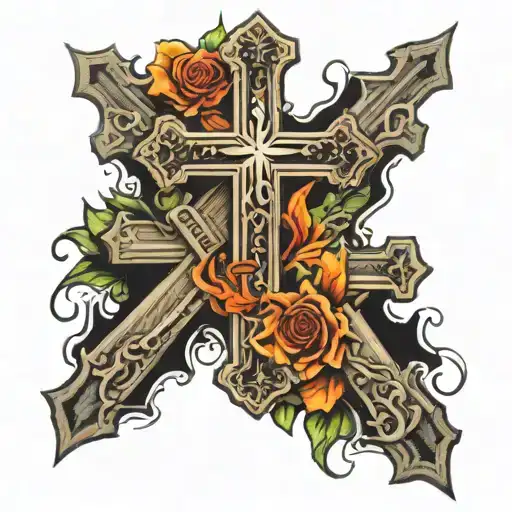 3 crosses with bible verse tattoo design idea