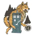 tardis with Bad Wolf brewing around it  tattoo design idea