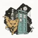 tardis with Bad Wolf brewing around it  tattoo design idea