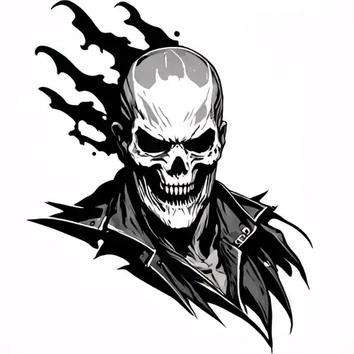 minimal headshot of the ghost rider tattoo design idea