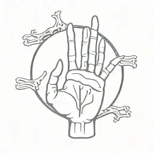 hand bones with the words fearn none trust God tattoo design idea