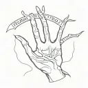 hand bones with the words fearn none trust God tattoo design idea