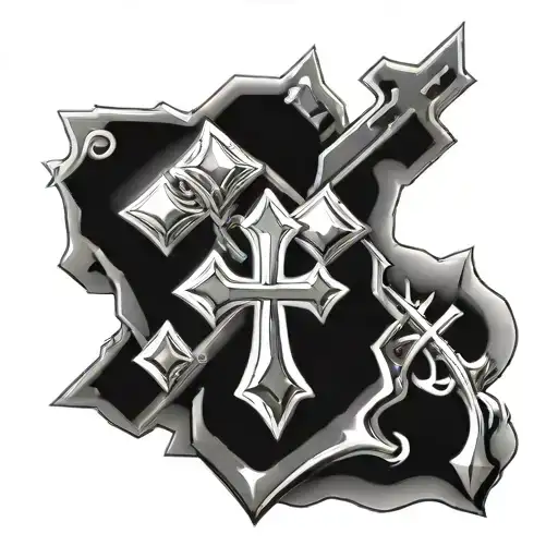 double black diamond with white crosses in each  tattoo design idea