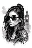 girl with aviators london skyline woman with aviators tattoo design idea