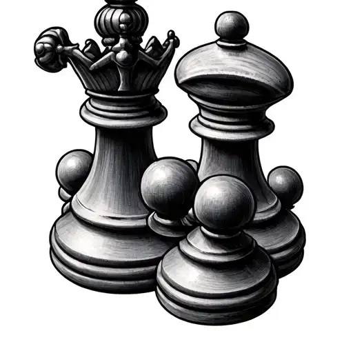 king and queen Chess pieces tattoo design idea