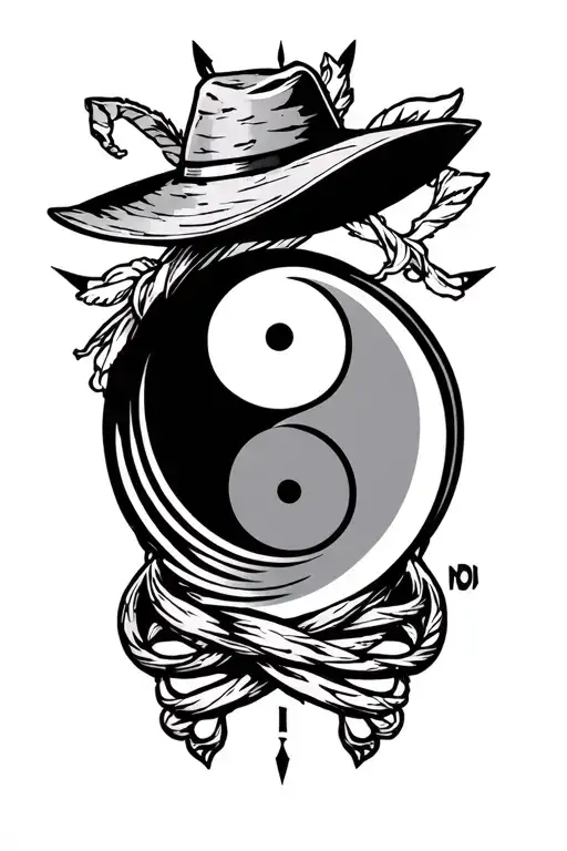 kobe mamba logo with yin yang and strawhat of one piece anime. tattoo design idea