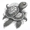turtle and octopus shell tattoo design idea