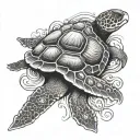 turtle and octopus shell tattoo design idea