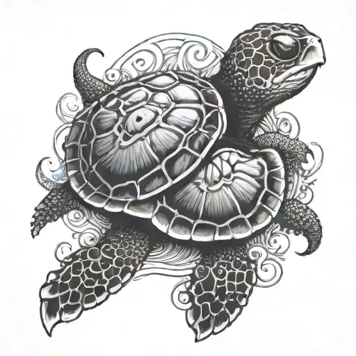 turtle and octopus shell tattoo design idea