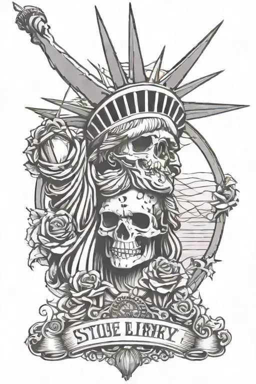 statue of liberty as skull tattoo design idea