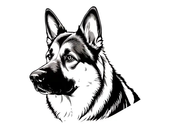My lovely German Shepherd dog, looking forward tattoo design idea
