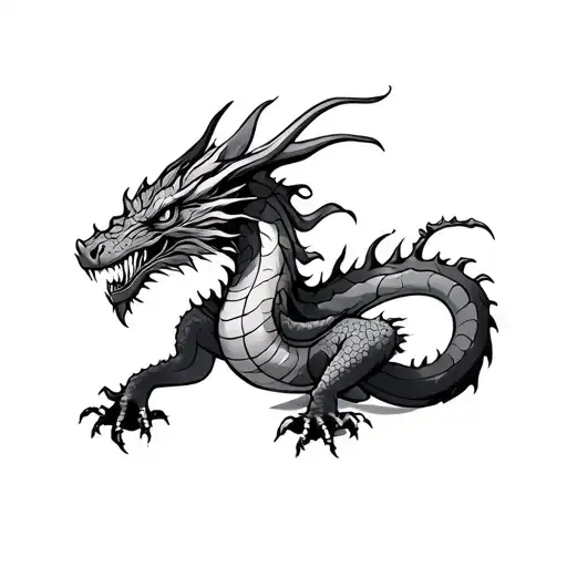 Fine Line Dragon tattoo design idea