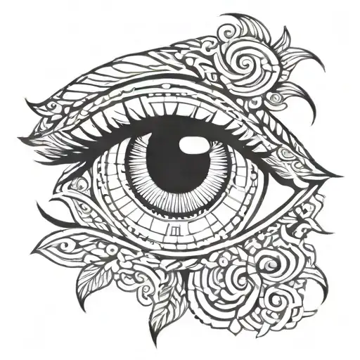 girl eye time clock tattoo design idea