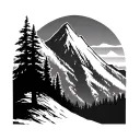 A mountain range with evergreen trees tattoo design idea