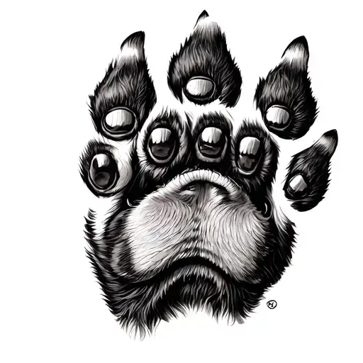 dog's paw, sign > human's hand tattoo design idea