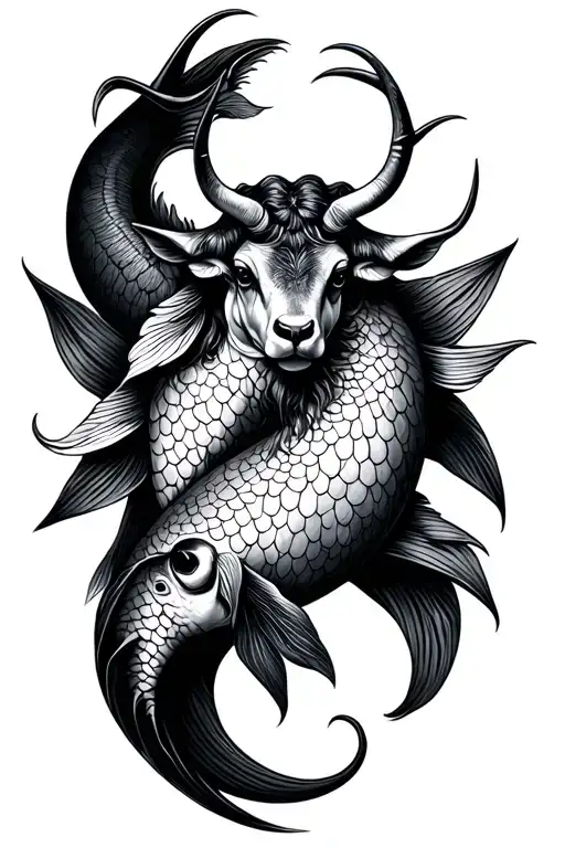 Pisces and Taurus zodiac sign incorporated tattoo design idea