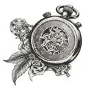 Stopwatch and embosser machine tattoo design idea
