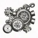 Stopwatch and embosser machine tattoo design idea