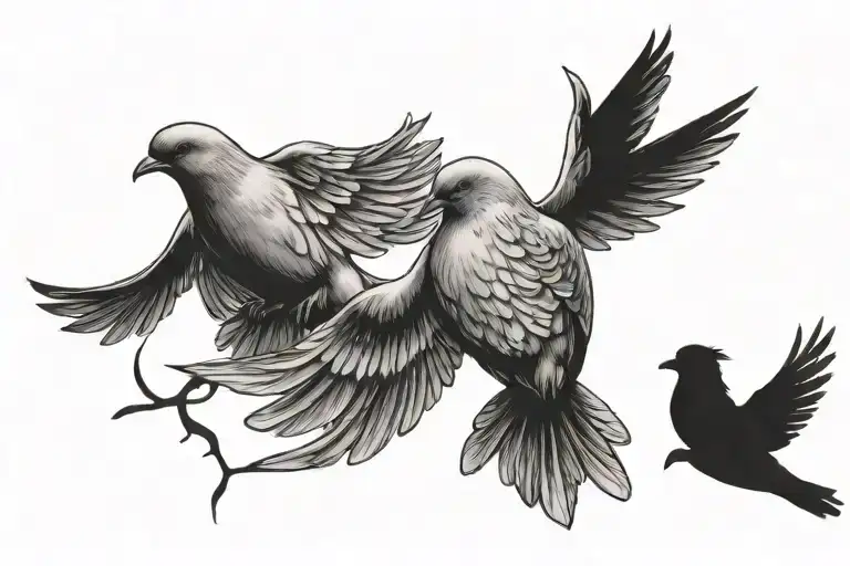 two names next to doves tattoo design idea