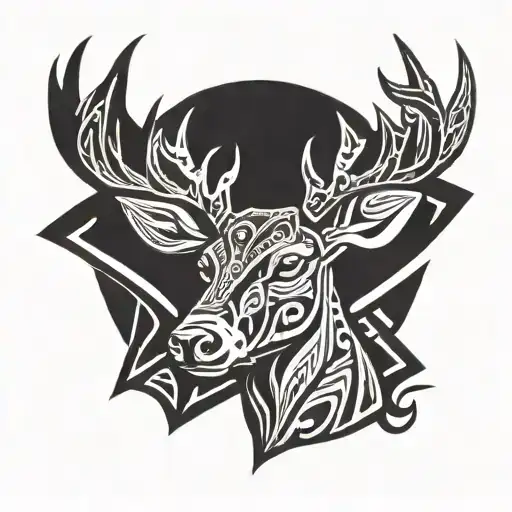 deer head tattoo design idea