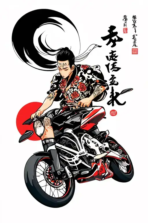 hayabusa kanji and the bike tattoo design idea