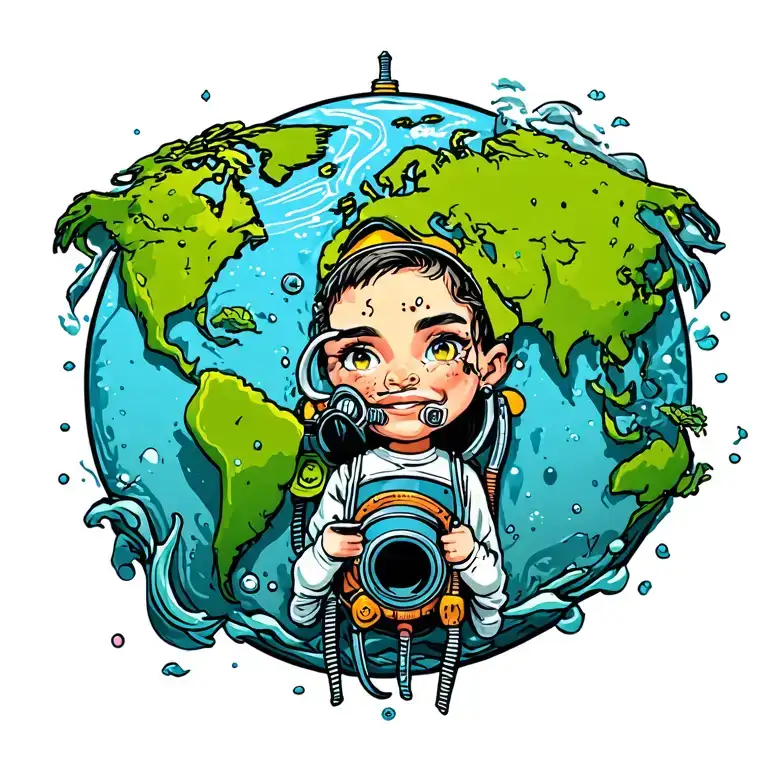 Diving, world, travel, knige, betray, friendship tattoo design idea